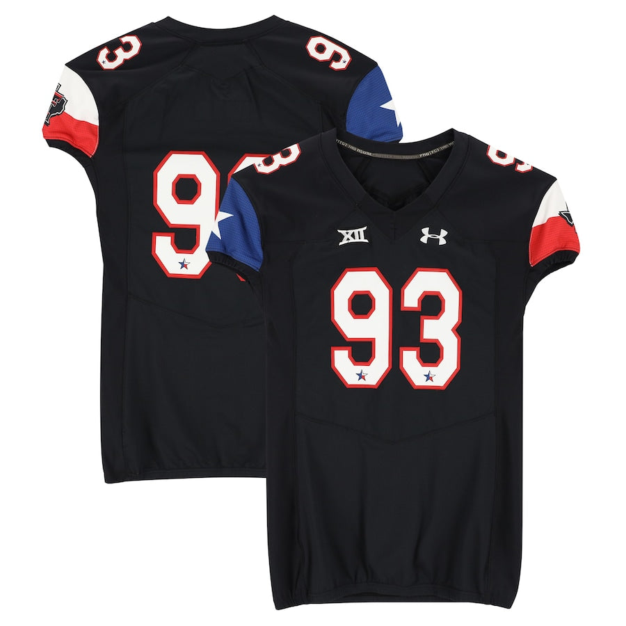 Texas Tech Red Raiders Team-Issued #93 Black State Flag Jersey from the 2014 NCAA Football Season