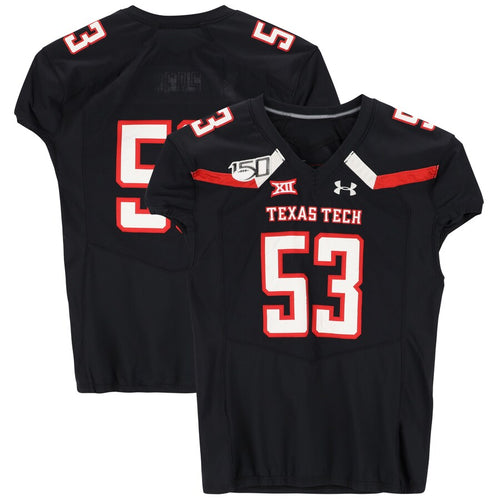 Texas Tech Red Raiders Team-Issued #53 Black Jersey with 150 Patch from the 2017 NCAA Football Season