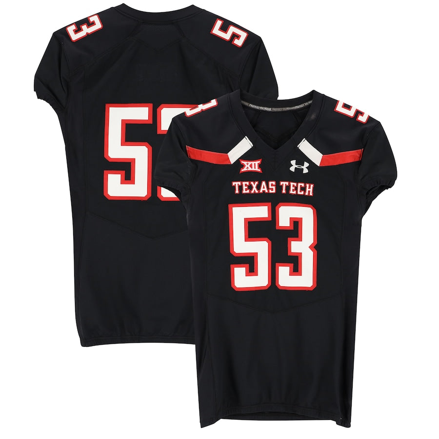 Texas Tech Red Raiders Team-Issued #53 Black Jersey from the 2017 NCAA Football Season