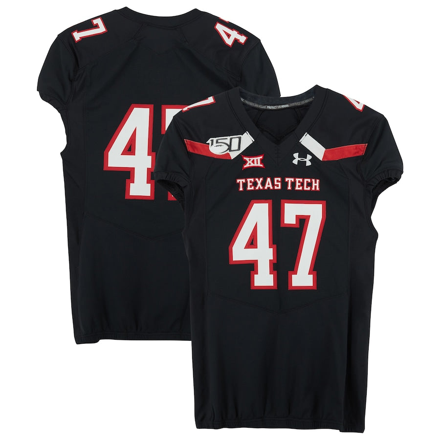 Texas Tech Red Raiders Team-Issued #47 Black Jersey with 150 Patch from the 2017 NCAA Football Season