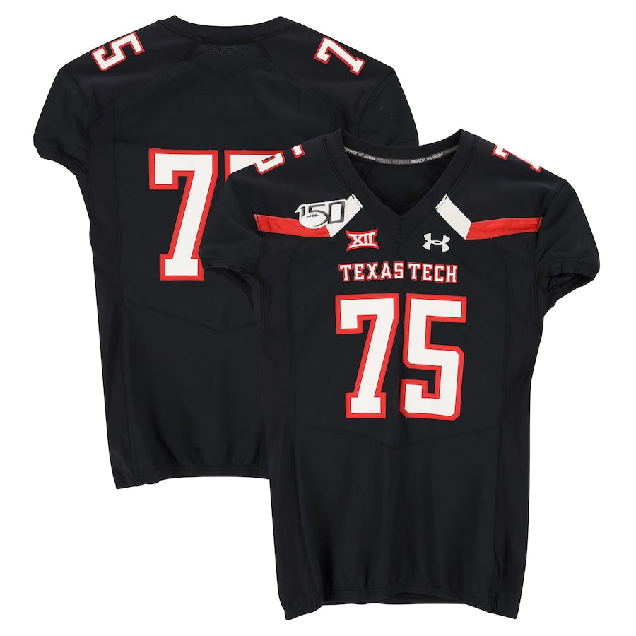 Texas Tech Red Raiders Team-Issued #75 Black Jersey with 150 Patch from the 2017 NCAA Football Season