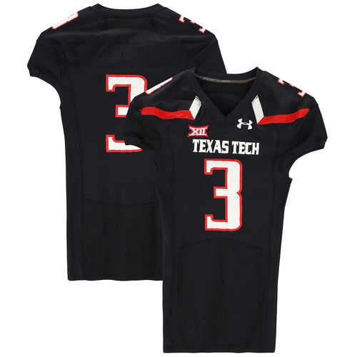 Texas Tech Red Raiders Team-Issued #3 Black Jersey from the 2016 NCAA Football Season