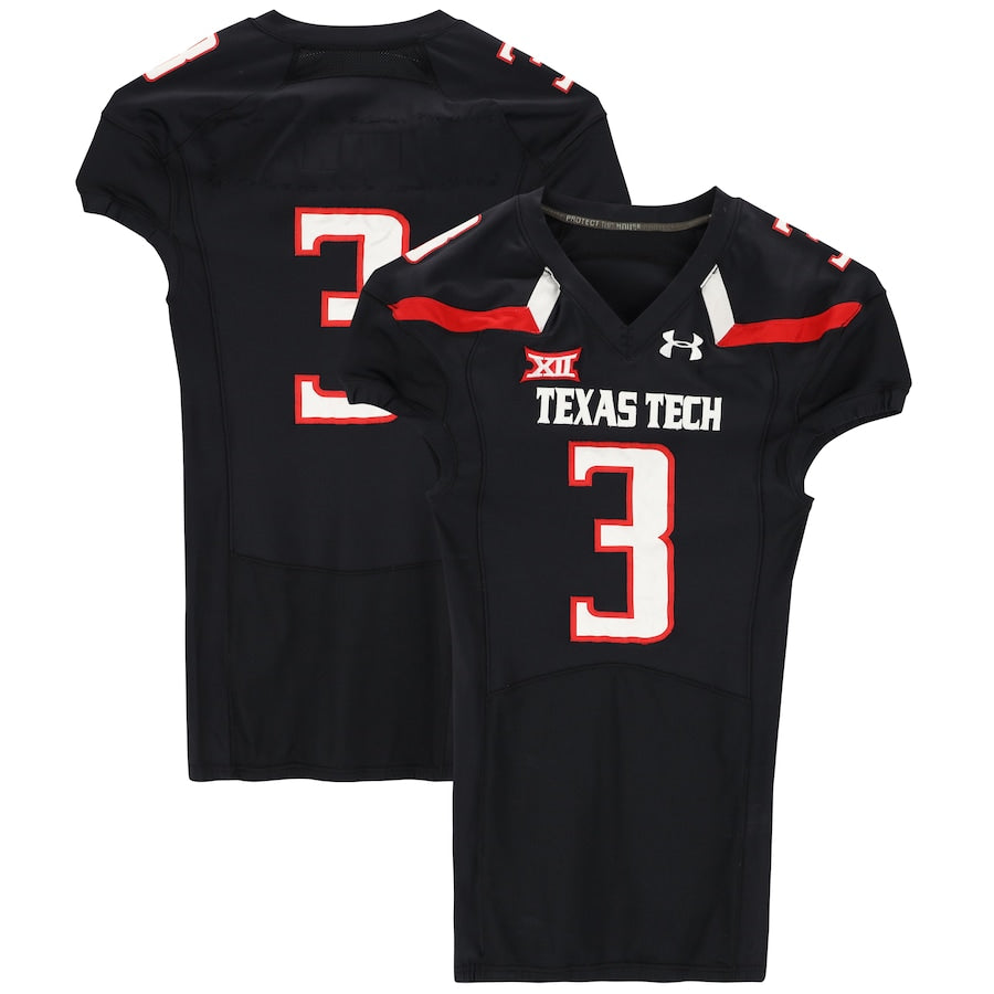 Texas Tech Red Raiders Team-Issued #3 Black Jersey from the 2016 NCAA Football Season
