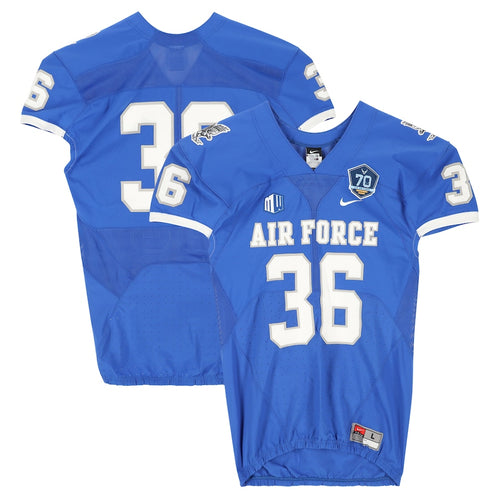 Air Force Falcons Team-Issued #36 Royal Jersey with 70th Anniversary Patch from the 2017 NCAA Football Season