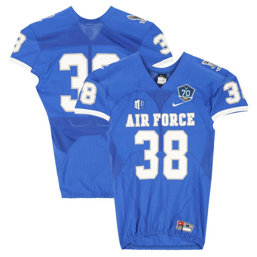 Air Force Falcons Team-Issued #38 Royal Jersey with 70th Anniversary Patch from the 2017 NCAA Football Season