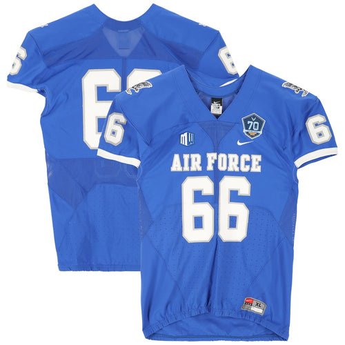 Air Force Falcons Team-Issued #66 Royal Jersey with 70th Anniversary Patch from the 2017 NCAA Football Season