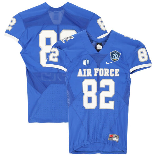 Air Force Falcons Team-Issued #82 Royal Jersey with 70th Anniversary Patch from the 2017 NCAA Football Season