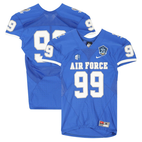 Air Force Falcons Team-Issued #99 Royal Jersey with 70th Anniversary Patch from the 2017 NCAA Football Season