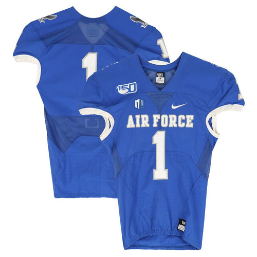 Air Force Falcons Team-Issued #1 Blue Jersey with 150 Patch from the 2019 NCAA Football Season