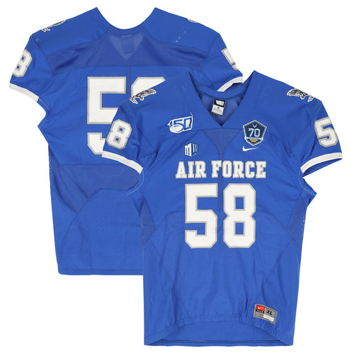 Air Force Falcons Team-Issued #58 Blue Jersey with 150 Patch from the 2019 NCAA Football Season