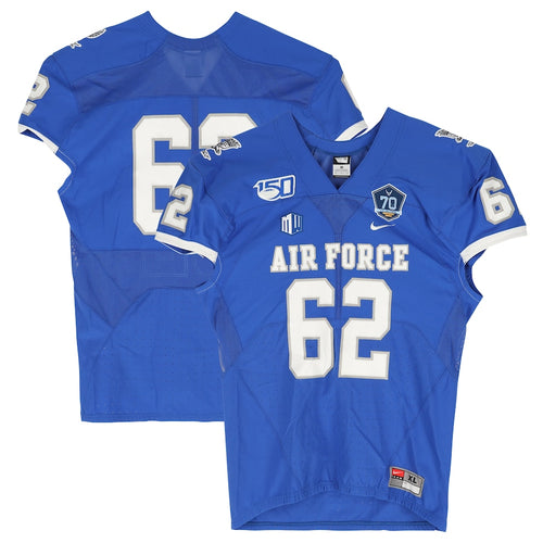 Air Force Falcons Team-Issued #62 Blue Jersey with 150 Patch from the 2019 NCAA Football Season