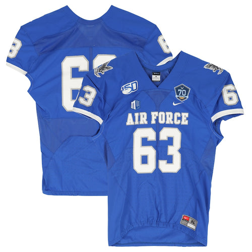 Air Force Falcons Team-Issued #63 Blue Jersey with 150 Patch from the 2019 NCAA Football Season