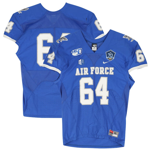 Air Force Falcons Team-Issued #64 Blue Jersey with 150 Patch from the 2019 NCAA Football Season