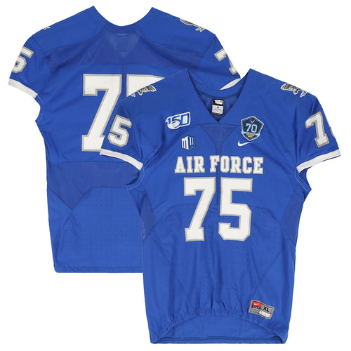 Air Force Falcons Team-Issued #75 Blue Jersey with 150 Patch from the 2019 NCAA Football Season