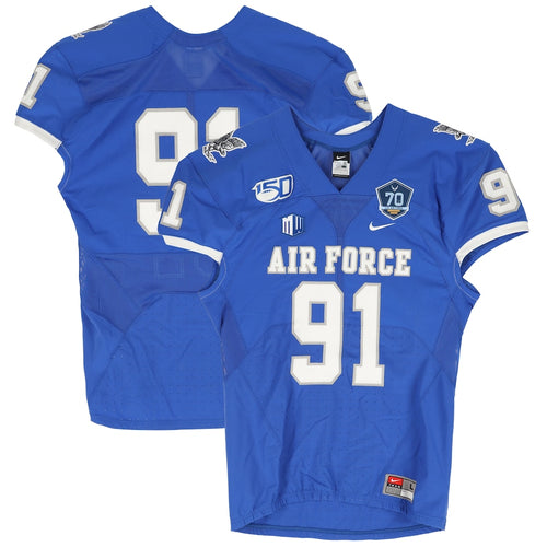 Air Force Falcons Team-Issued #91 Blue Jersey with 150 Patch from the 2019 NCAA Football Season