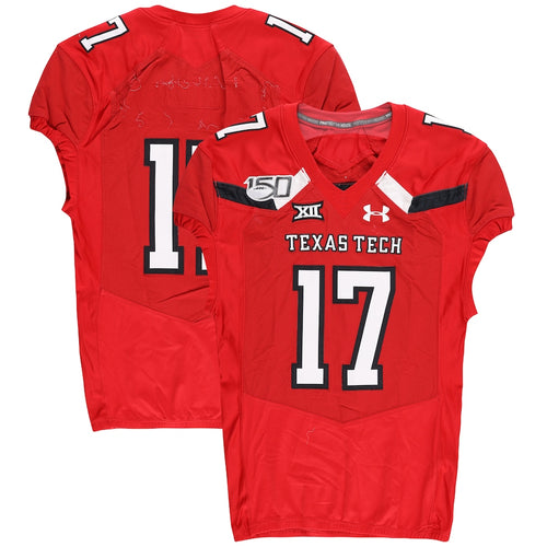 Texas Tech Red Raiders Team-Issued #17 Red Jersey with 150 Patch from the 2019 NCAA Football Season