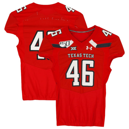 Texas Tech Red Raiders Team-Issued #46 Red Jersey with 150 Patch from the 2019 NCAA Football Season