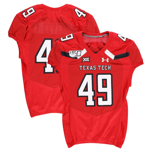 Texas Tech Red Raiders Team-Issued #49 Red Jersey with 150 Patch from the 2019 NCAA Football Season