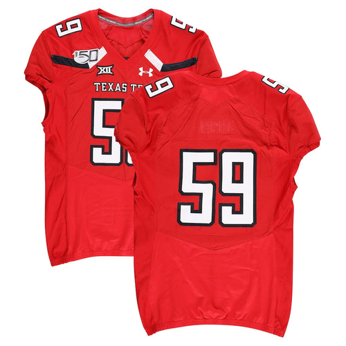 Texas Tech Red Raiders Team-Issued #59 Red Jersey with 150 Patch from the 2019 NCAA Football Season