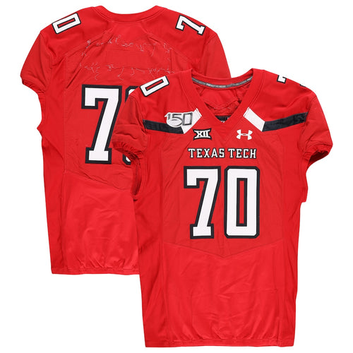 Texas Tech Red Raiders Team-Issued #70 Red Jersey with 150 Patch from the 2019 NCAA Football Season