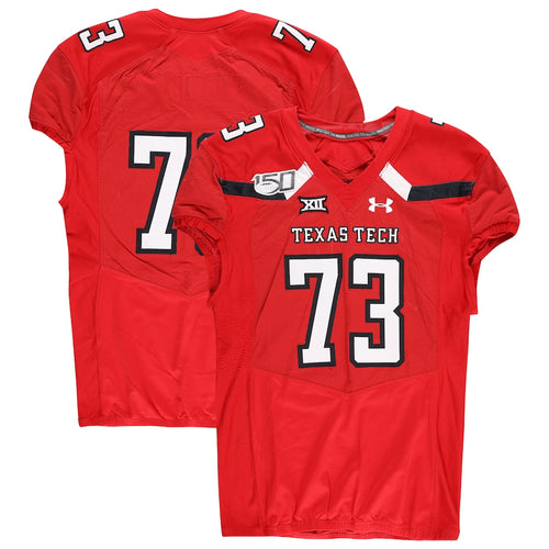 Texas Tech Red Raiders Team-Issued #73 Red Jersey with 150 Patch from the 2019 NCAA Football Season