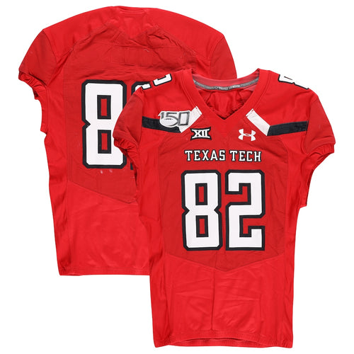 Texas Tech Red Raiders Team-Issued #82 Red Jersey with 150 Patch from the 2019 NCAA Football Season