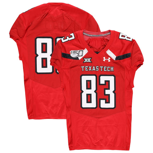 Texas Tech Red Raiders Team-Issued #83 Red Jersey with 150 Patch from the 2019 NCAA Football Season