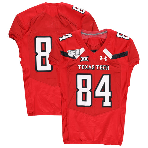 Texas Tech Red Raiders Team-Issued #84 Red Jersey with 150 Patch from the 2019 NCAA Football Season