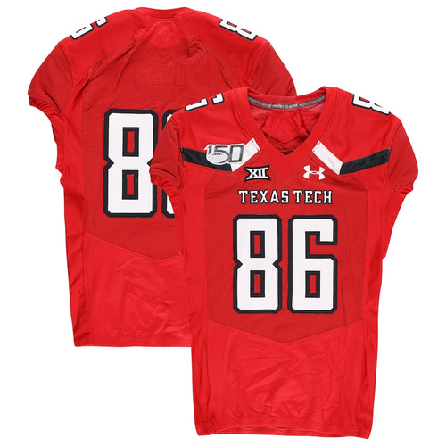 Texas Tech Red Raiders Team-Issued #86 Red Jersey with 150 Patch from the 2019 NCAA Football Season