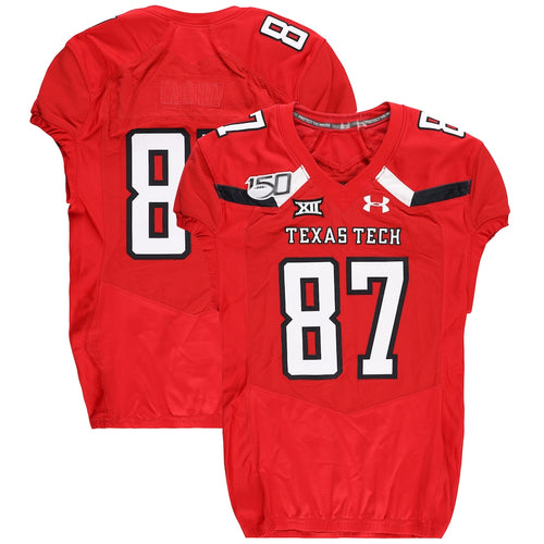 Texas Tech Red Raiders Team-Issued #87 Red Jersey with 150 Patch from the 2019 NCAA Football Season