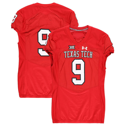 Texas Tech Red Raiders Team-Issued #9 Red Jersey from the 2017 NCAA Football Season