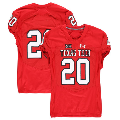 Texas Tech Red Raiders Team-Issued #20 Red Jersey from the 2017 NCAA Football Season