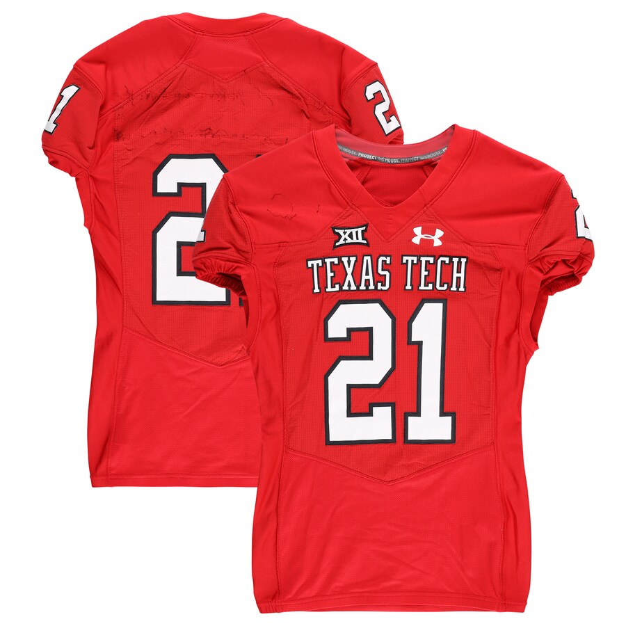 Texas Tech Red Raiders Team-Issued #21 Red Jersey from the 2017 NCAA Football Season