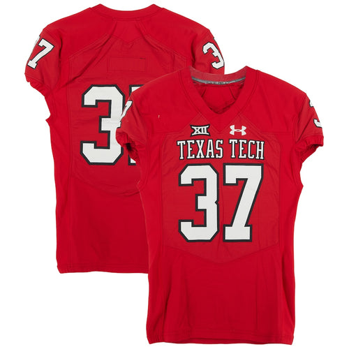 Texas Tech Red Raiders Team-Issued #37 Red Jersey from the 2017 NCAA Football Season