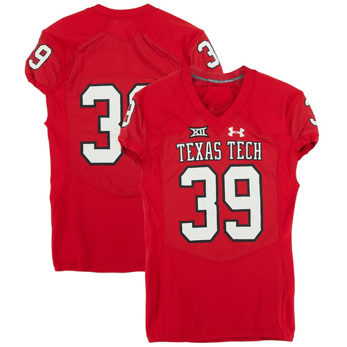 Texas Tech Red Raiders Team-Issued #39 Red Jersey from the 2017 NCAA Football Season