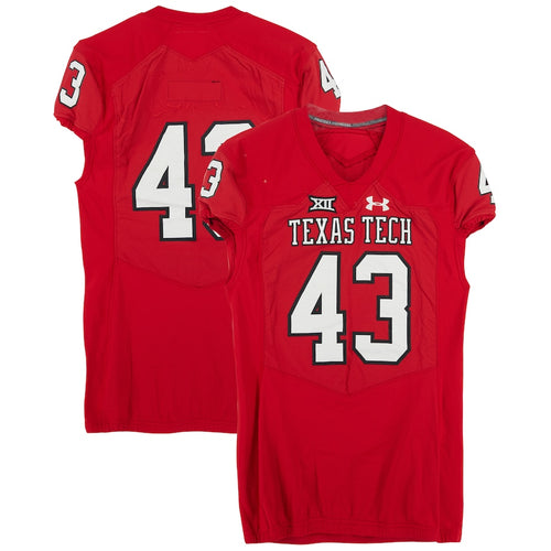Texas Tech Red Raiders Team-Issued #43 Red Jersey from the 2017 NCAA Football Season
