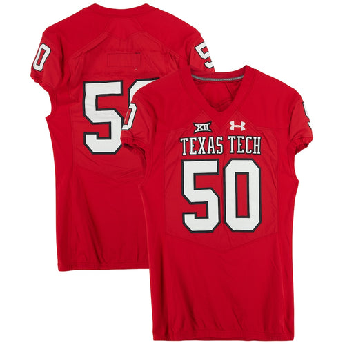 Texas Tech Red Raiders Team-Issued #50 Red Jersey from the 2017 NCAA Football Season
