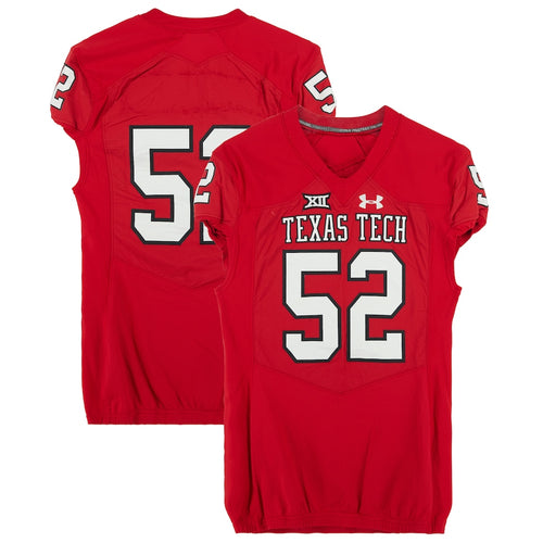 Texas Tech Red Raiders Team-Issued #52 Red Jersey from the 2017 NCAA Football Season