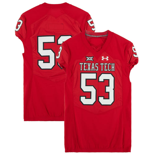 Texas Tech Red Raiders Team-Issued #53 Red Jersey from the 2017 NCAA Football Season