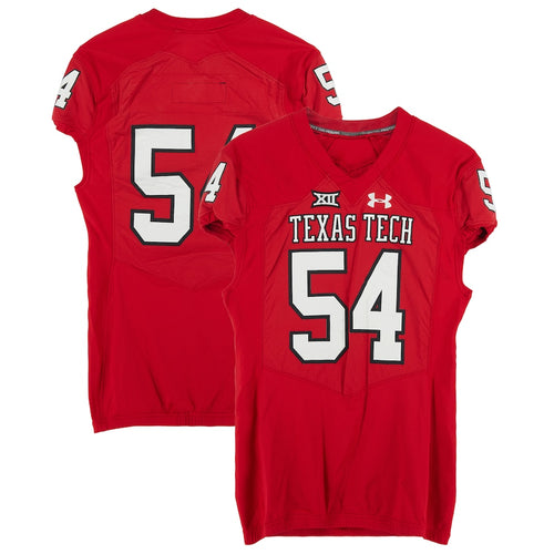 Texas Tech Red Raiders Team-Issued #54 Red Jersey from the 2017 NCAA Football Season