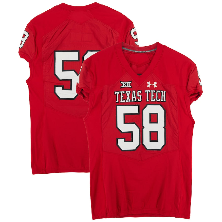 Texas Tech Red Raiders Team-Issued #58 Red Jersey from the 2017 NCAA Football Season