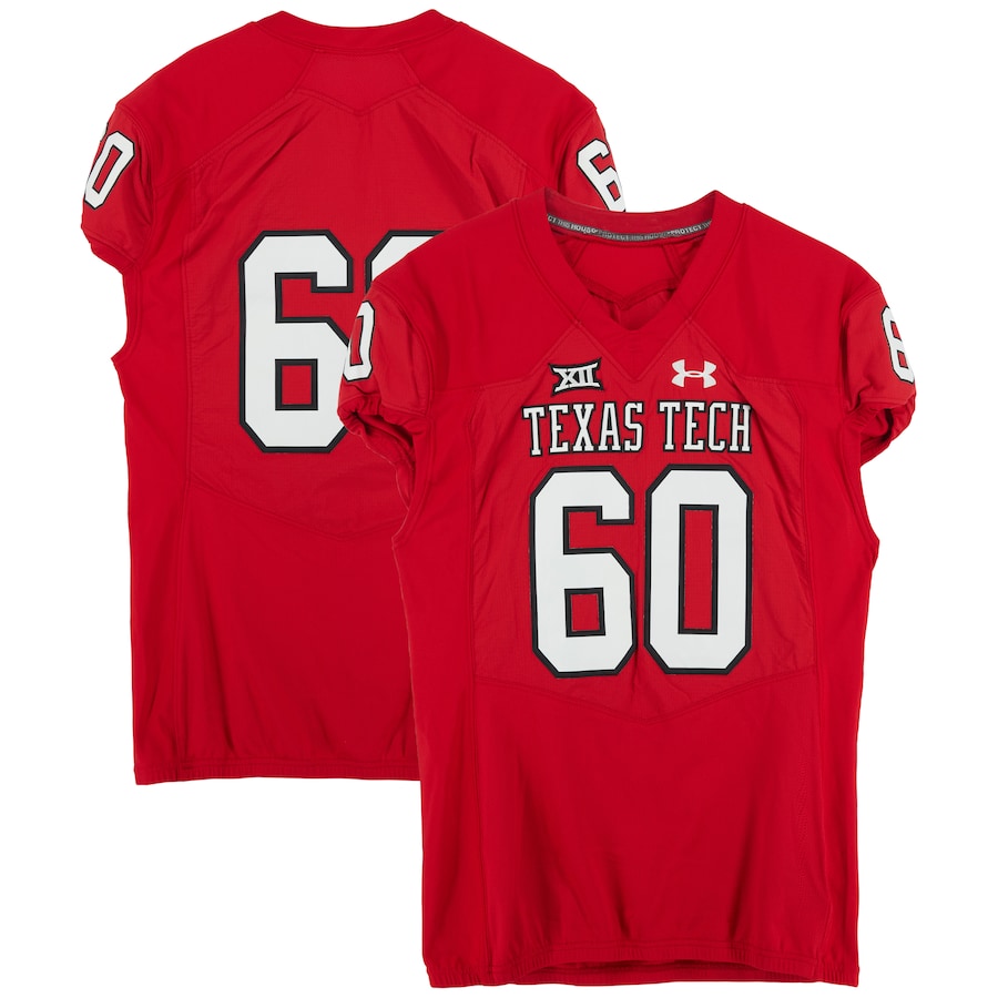 Texas Tech Red Raiders Team-Issued #60 Red Jersey from the 2017 NCAA Football Season