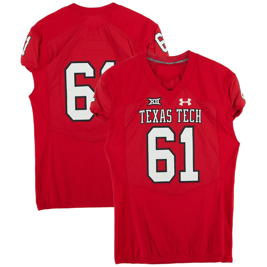 Texas Tech Red Raiders Team-Issued #61 Red Jersey from the 2017 NCAA Football Season