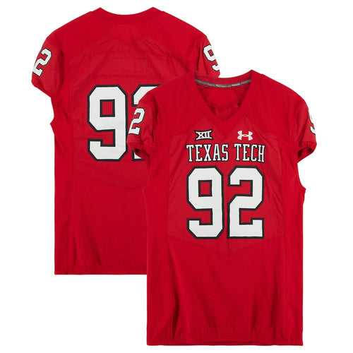 Texas Tech Red Raiders Team-Issued #92 Red Jersey from the 2017 NCAA Football Season
