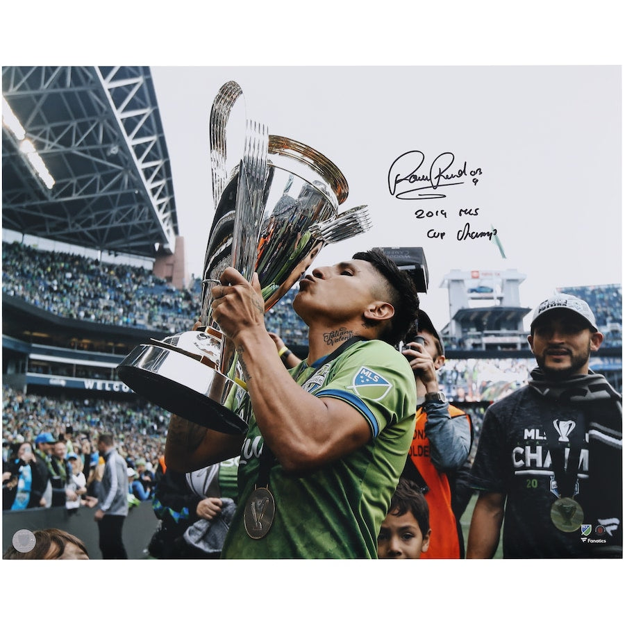 Raul Ruidiaz Seattle Sounders FC Autographed 16'' x 20'' 2019 MLS Cup Celebrating Photograph with ''2019 MLS Cup Champ'' Inscription