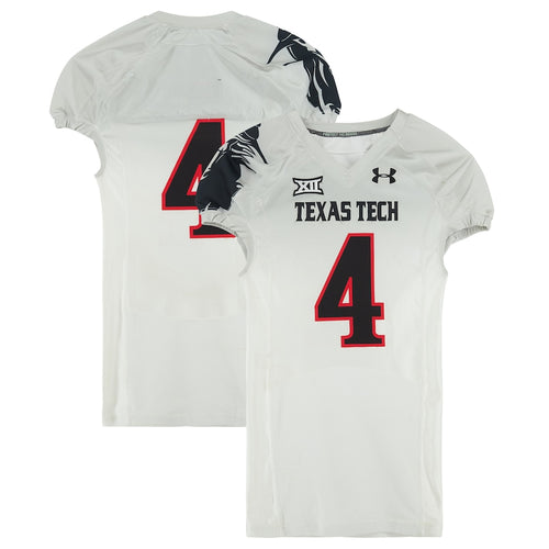 Texas Tech Red Raiders Team-Issued #4 White/Gray Jersey from the 2014 NCAA Football Season