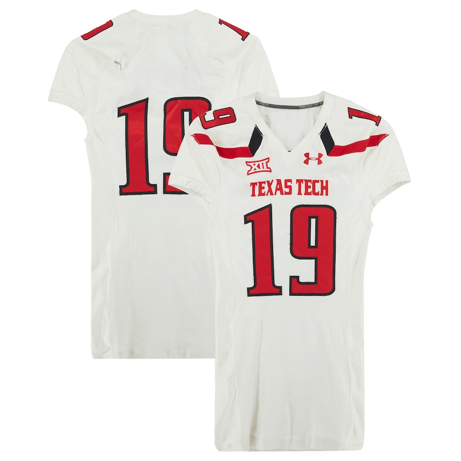 Texas Tech Red Raiders Team-Issued #19 White Jersey from the 2013 NCAA Football Season