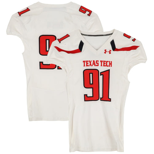 Texas Tech Red Raiders Team-Issued #91 White Jersey from the 2013 NCAA Football Season