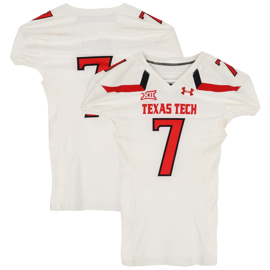 Texas Tech Red Raiders Team-Issued #7 White Jersey from the 2014 NCAA Football Season