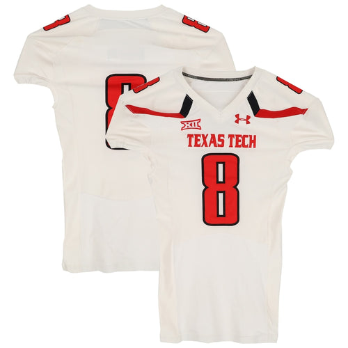Texas Tech Red Raiders Team-Issued #8 White Jersey from the 2014 NCAA Football Season